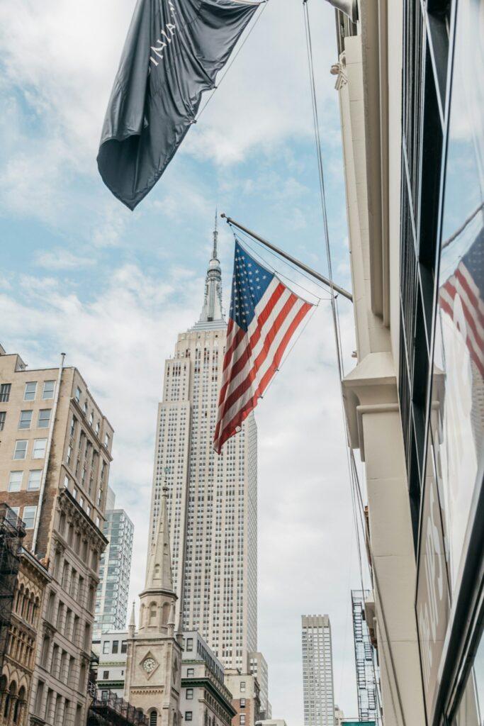 American Flag in the building.
