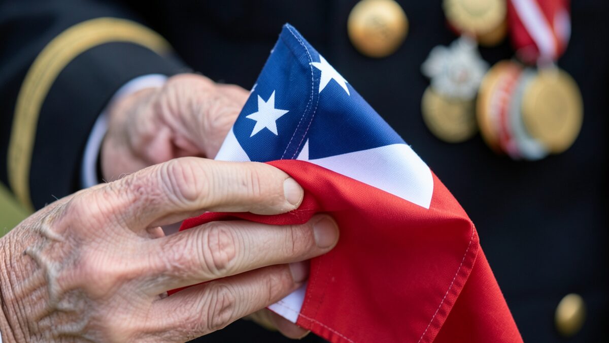 American flag folded triangle