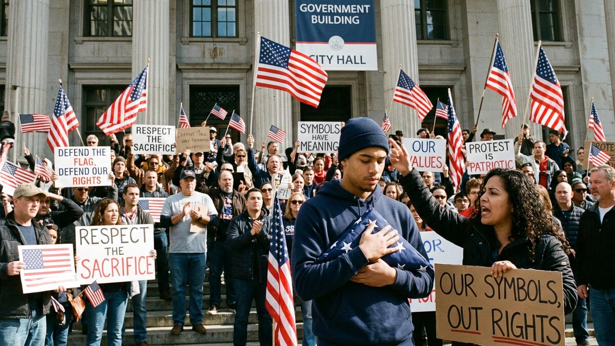 Flag desecration, First Amendment