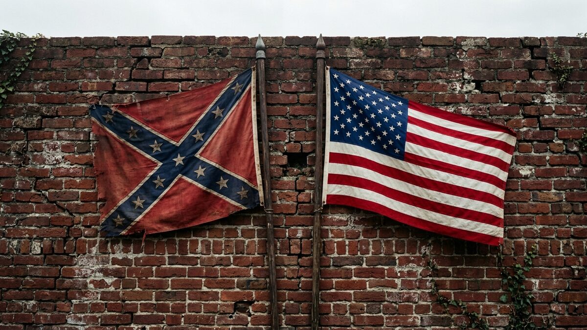 Confederate flag, US flag
