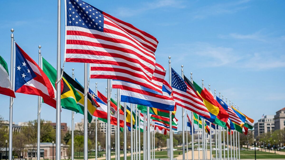 American flag, global influence