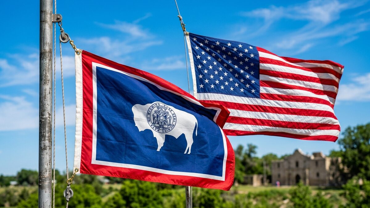 US state flags, national elements
